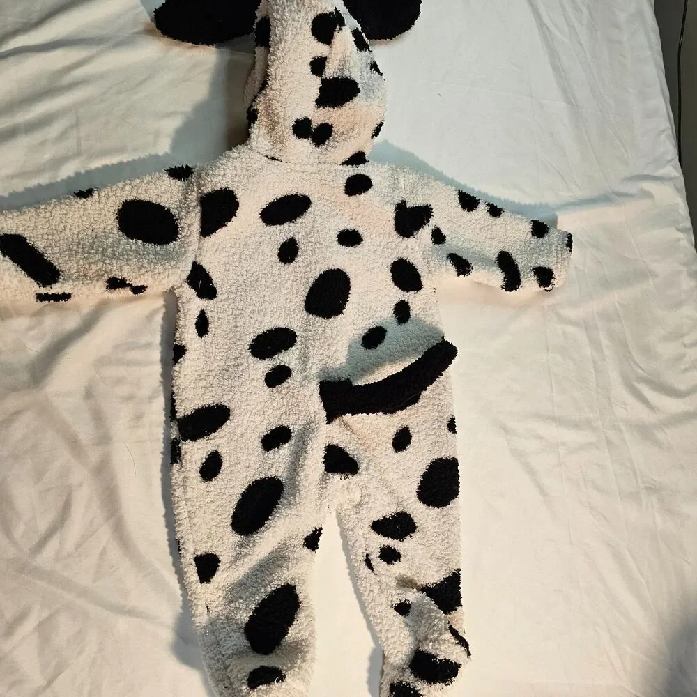 Fleece Baby Dalmatian Costume 3-6 Month Halloween Black White Ears Tail Funstuff